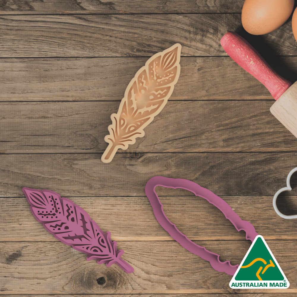 Feather Cookie Cutter and Embosser Stamp