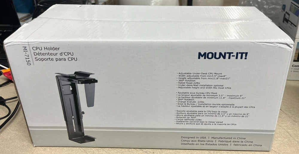 Mount-It MI-7150 CPU Under Desk Mount Computer Tower Holder