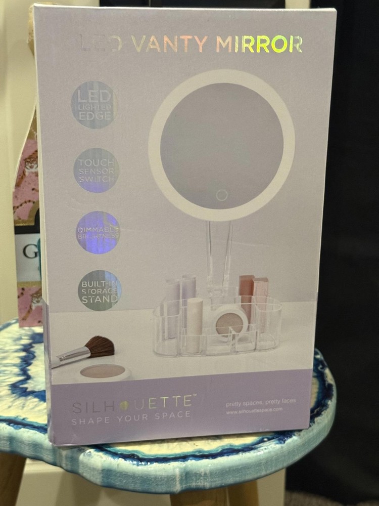 Silhouette LED Vanity Mirror with Storage Base NWT