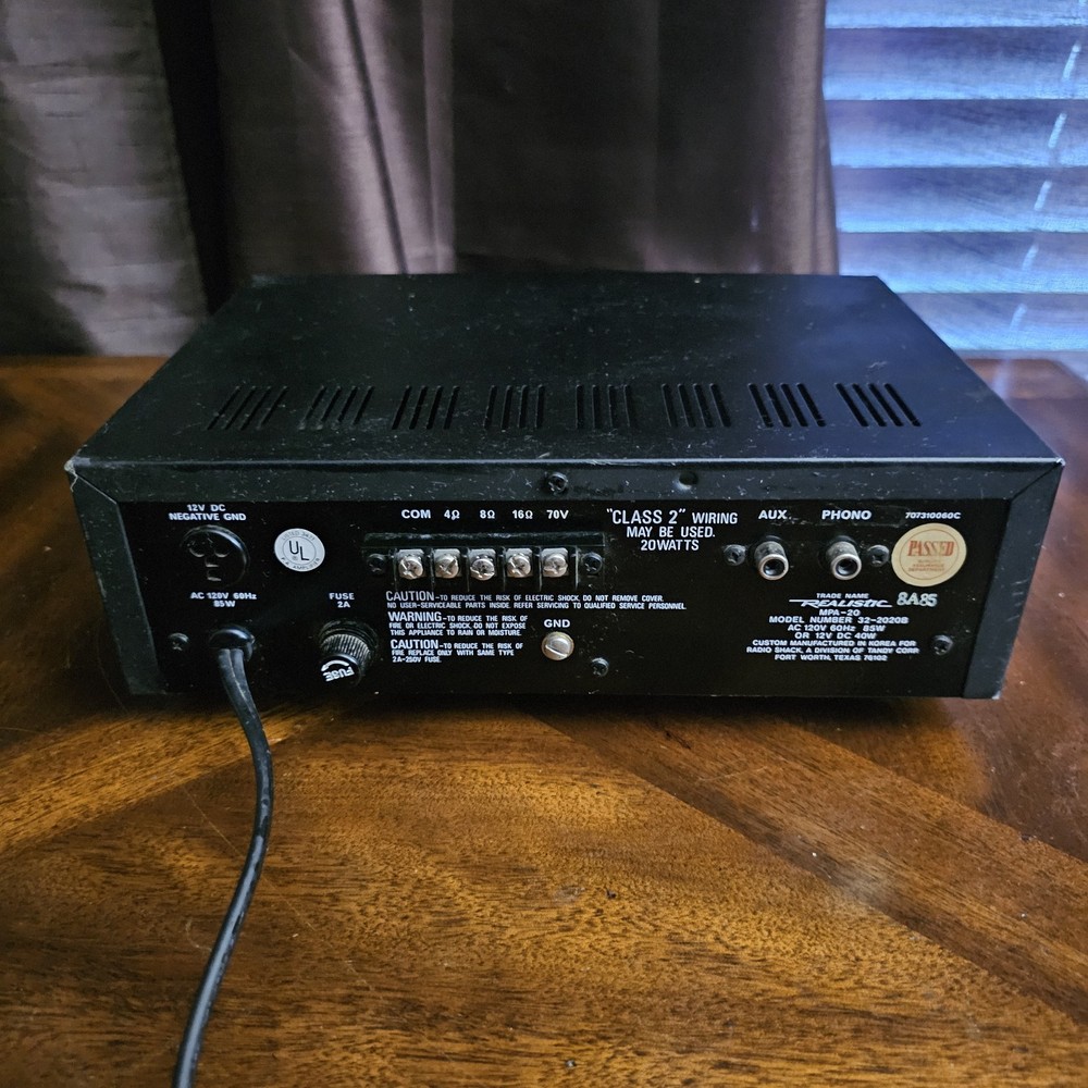 Realistic MPA-20 Radio Shack Solid State PA Amplifier UNTESTED