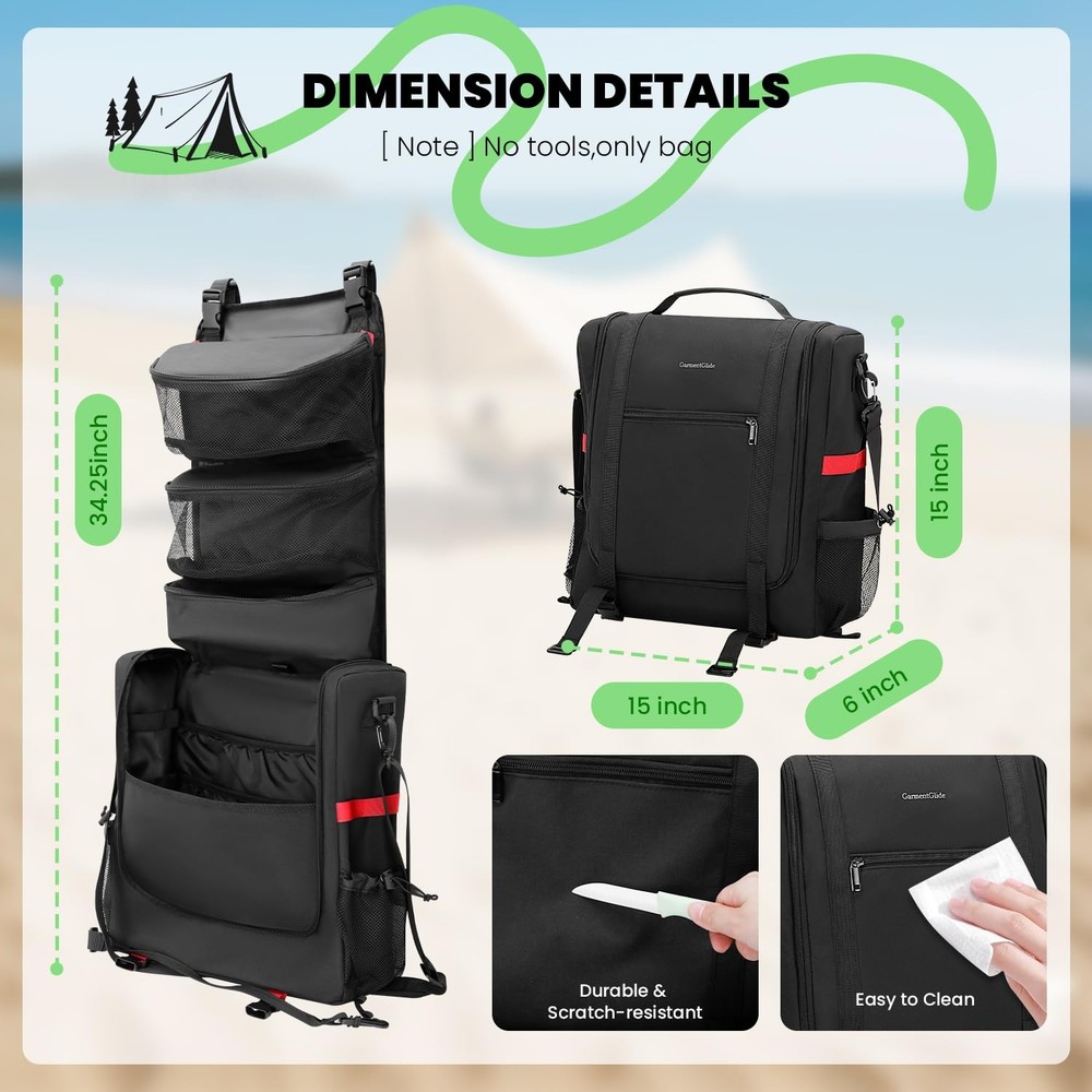 Camp Kitchen Organizer, Hanging Cooking Tools Storage Caddy Bag with Paper To...