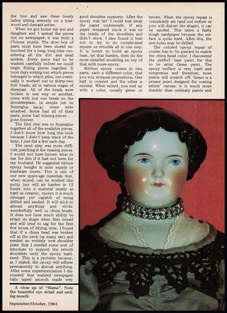 China head dolls 6-page print article 1984 history ARTICLE ONLY