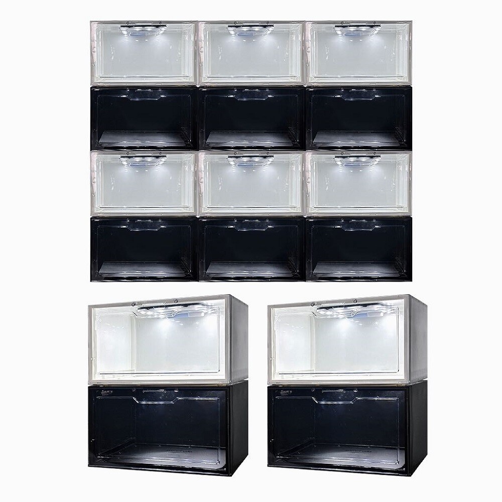 LED Shoe Box Stackable Light Up Sneaker Display Collection Storage Organizer XL