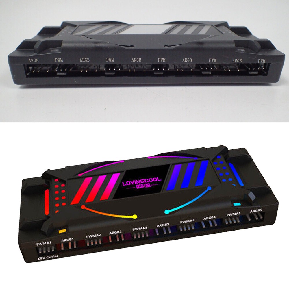 10 PWM / 12 ARGB Strip Fan Controller Hub Splitter + Remote for PC Computer
