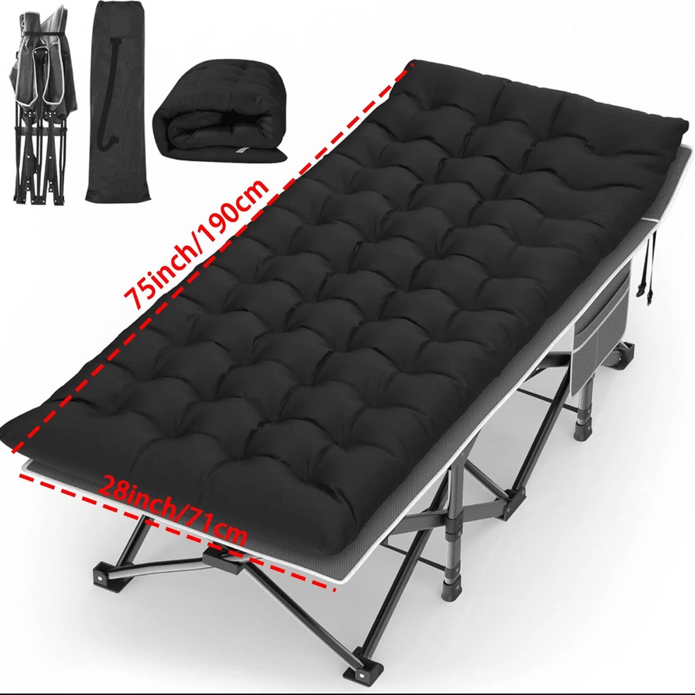 Oversized Folding Camping Cot, 500lb Heavy Duty 1200D, No Mat/Bag