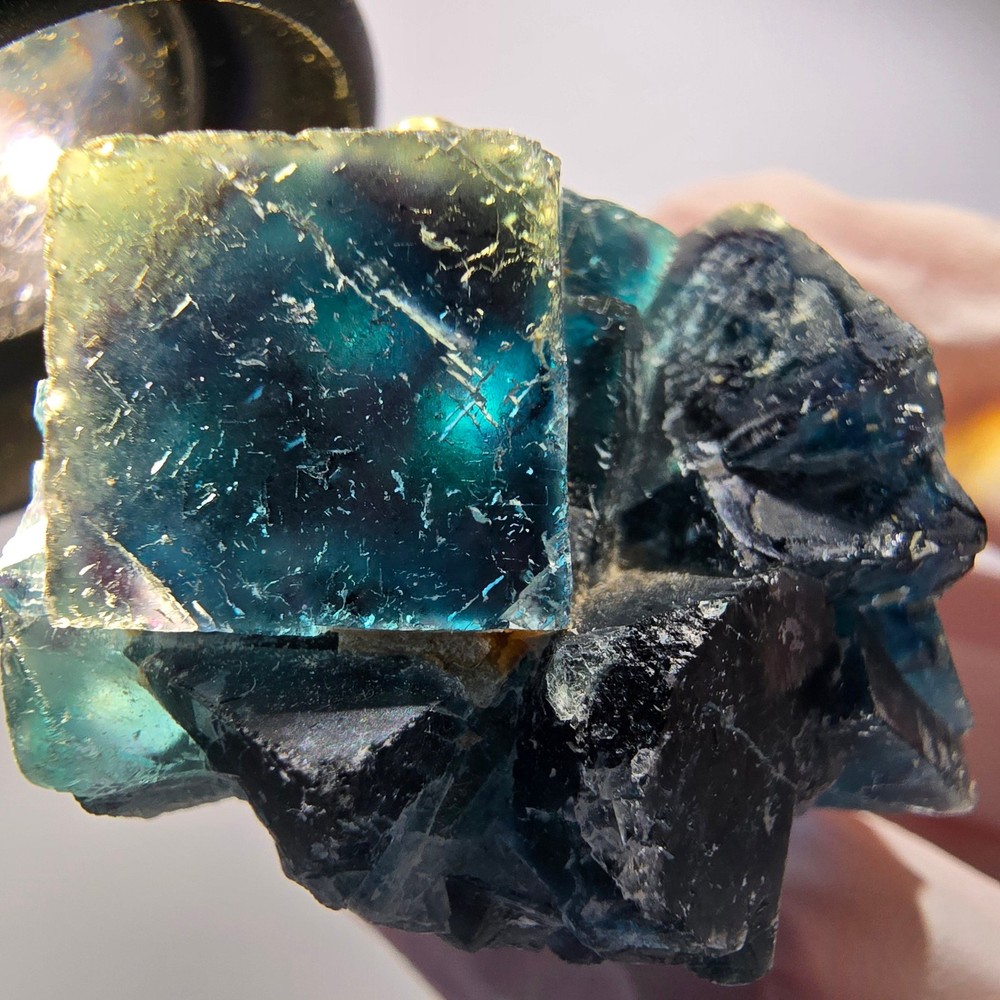 Phantom Fluorite Cube Specimen, Blue Butterfly Pocket, Okorusu, Namibia