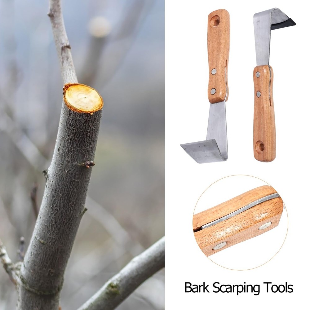 Tree Bark Removal Tool, 2PCS Log Debarking Spud with Wooden Handle, Sharp Bar...