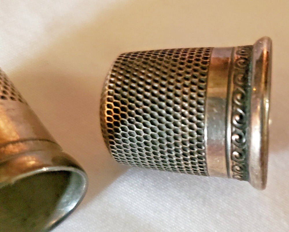 Sewing Memorabilia 5 Antique Sterling Silver Thimbles Assorted Makers