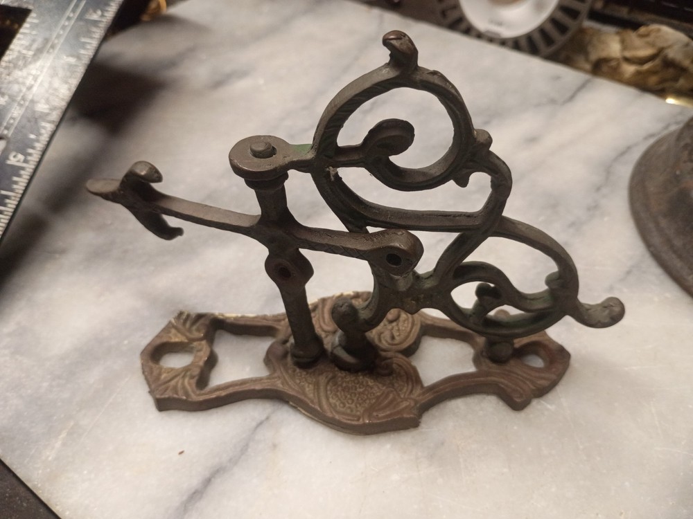 Victorian Cast Brass Swivel Coat Hook Bracket Rococo Revival Hall Tree Hardware