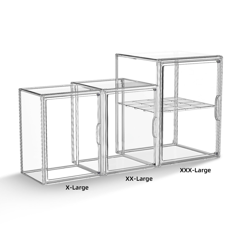 Clear Acrylic Display Case, Super Large Stackable Storage Bins Magnetic Attra...
