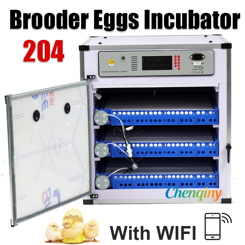 204 Egg Incubator Fully Automatic Turning Digital Brooder WiFi for Farm Home Use