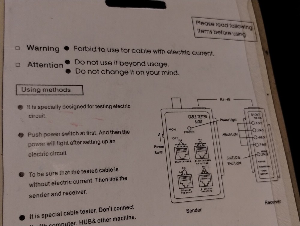Network Cable Tester S1007 New