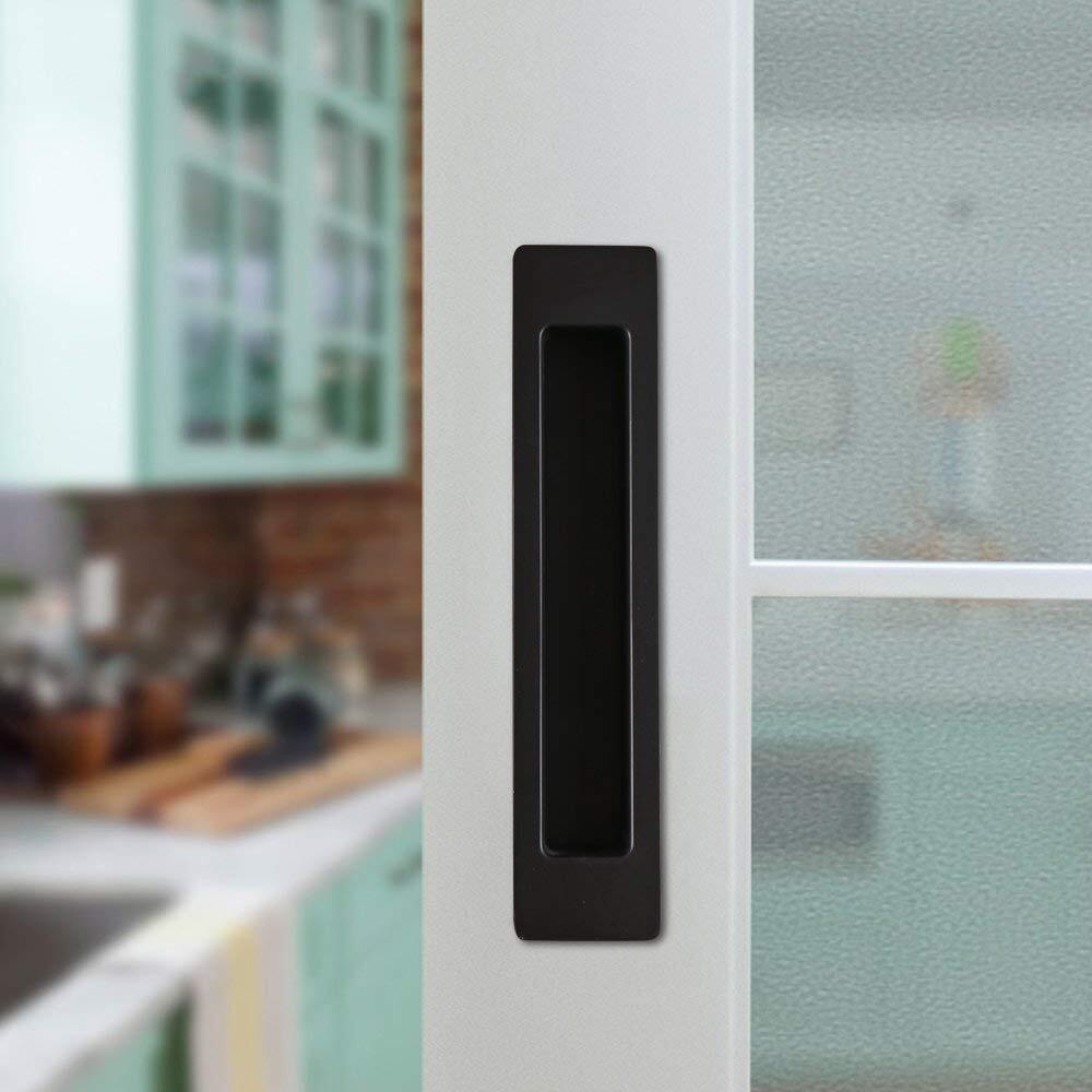7 Inch Matte Black Sliding Barn Door Handle Flush Pull Handle with Flat Bottom