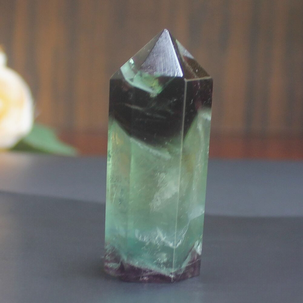 Natural Fluorite crystal Hexagonal point Column Healing quartz Reiki Stone