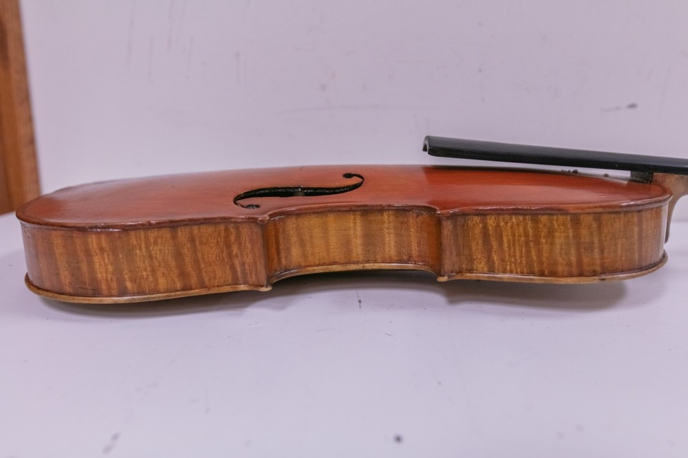 Antique - German 4/4 Stradivarius Violin - Needs Strings w/ Case & Bow