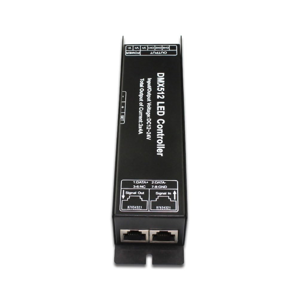 DMX 512 3-Channel Digital Display Decoder PWM Dimming Driver DC 12-24V