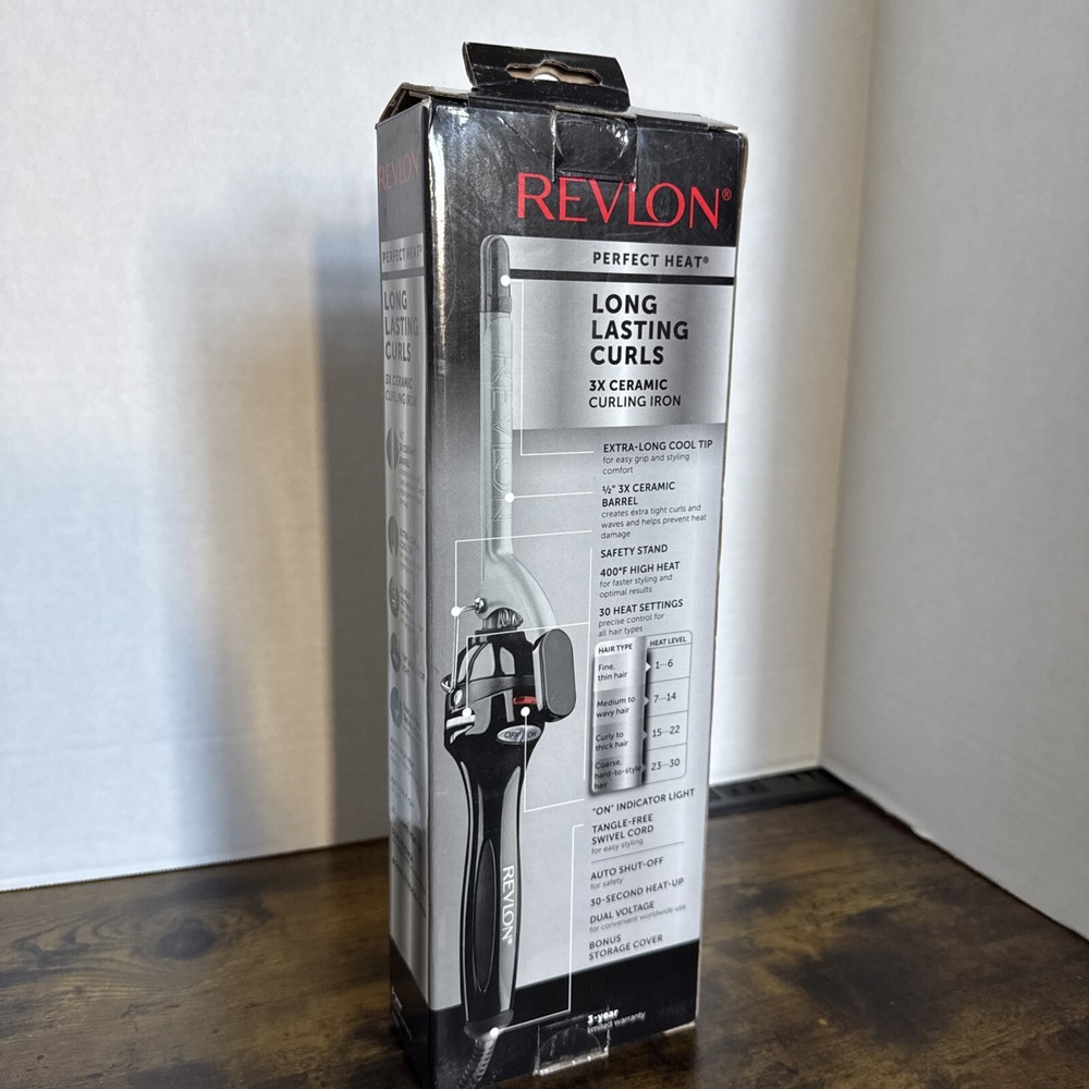 Revlon 1/2” Barrel Ceramic Curling Iron NEW OPEN BOX