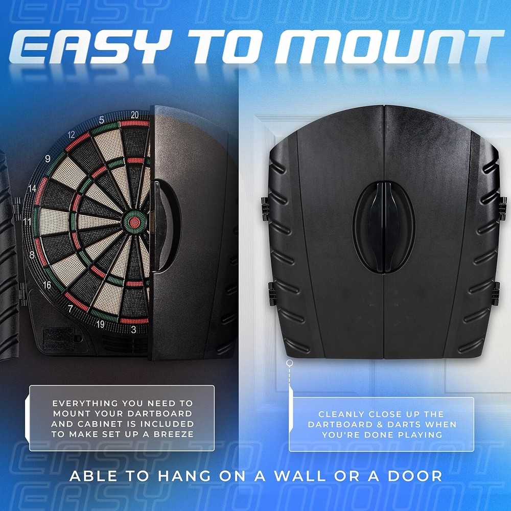 65 Game Variations Electronic Dart Board Set with Digital Scoreboard & Cabinet=