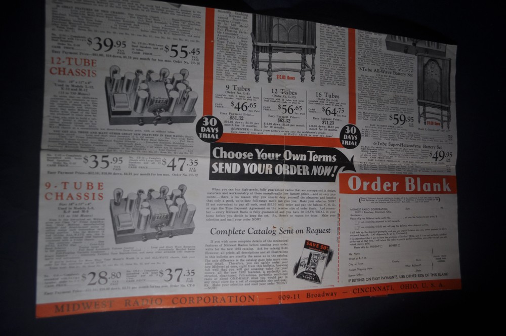 Ca 1934 Midwest Radio Fold Out Advertisement