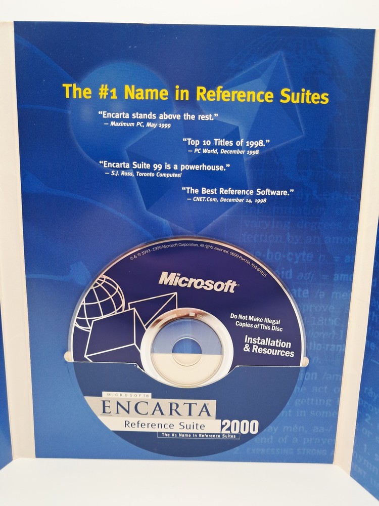 Microsoft Encarta Reference Suite 2000 - 7 Discs - Encyclopedia Atlas Dictionary