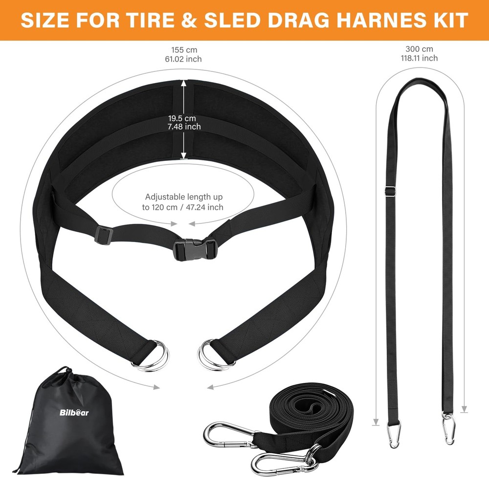 Adjustable Sled Training Belt for Weight Pulling and Resistance Workouts