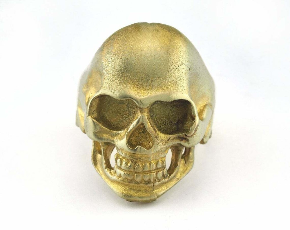 Skull Adjustable Ring Raw Brass (19mm 9US inner size - Adjustable ) OZ2928