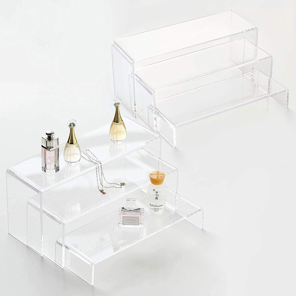 Display Risers, 6 Pcs(7.9”L~8.3”L~8.7”L) Rectangular Clear Acrylic Showcase Coll