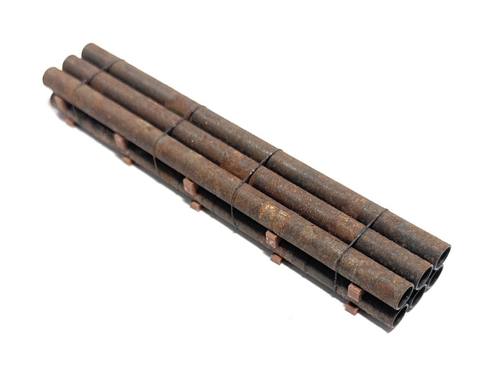 1:87 Ho Scale 40FT Rusty 2ft Pipe Load (5.5in) (Real Rust) -Short Stack