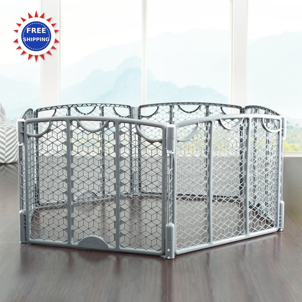 Play Space Adjustable 6 Panel Cool Gray Evenflo Versatile Area
