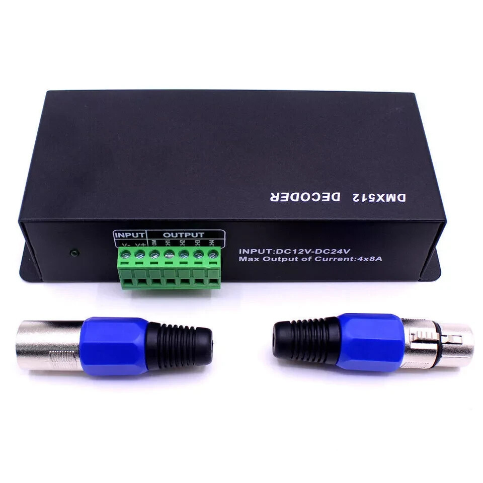 4CH DMX 512 Decoder Led strip Digital Controller RGBW 4 Channel Dimmer DC12V-24V