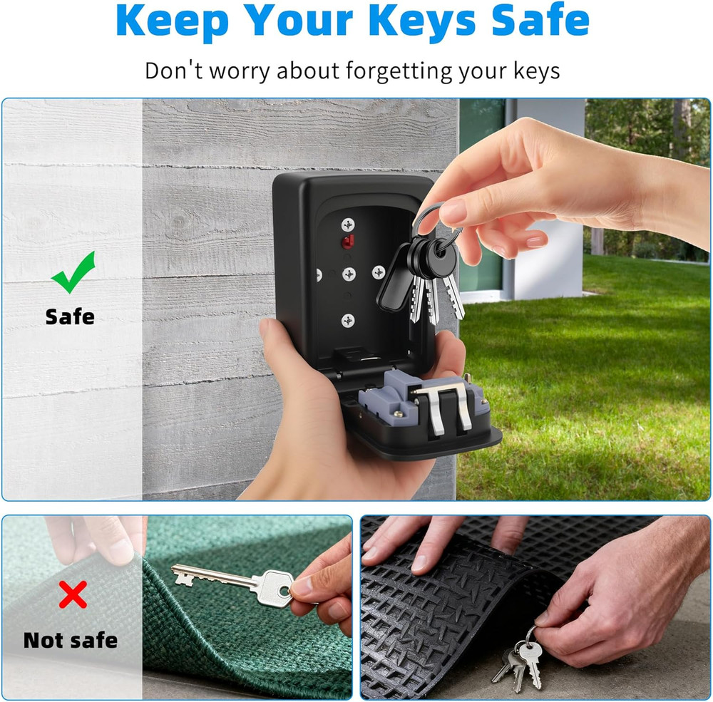 Key Lock Box,Combination Lockbox Wall-Mounted Key Storage Box for Keys,Large Key