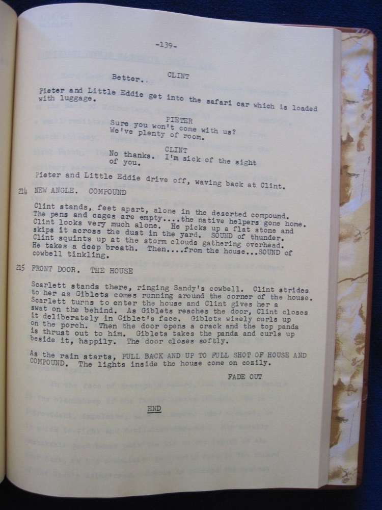 ORIGINAL SCRIPT - HATARI! by FRANK & TOM WALDMAN - JOHN WAYNE FILM