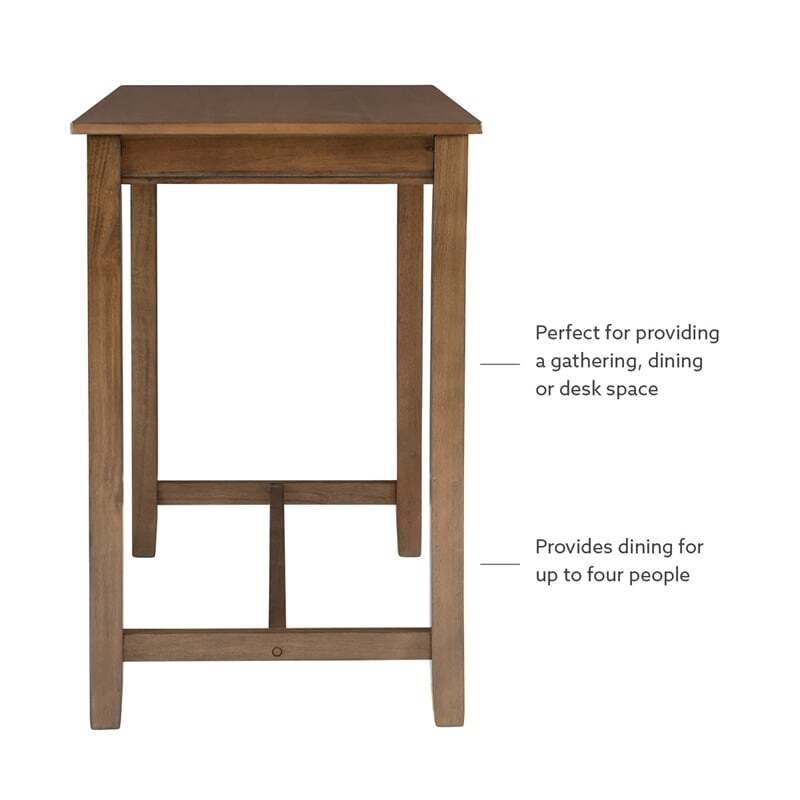 Linon Claridge 36" Wood Counter Height Pub Table in Rustic Brown
