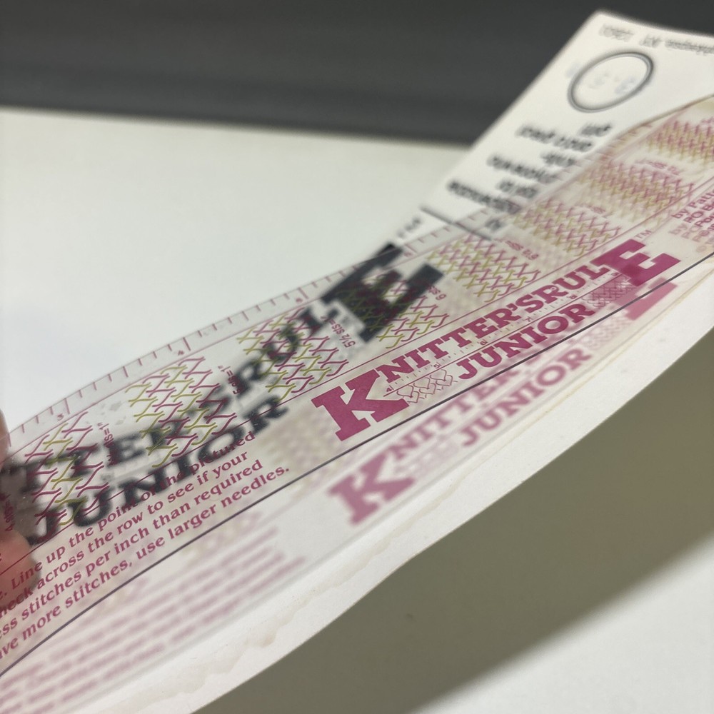 Knitter’s Rule Junior Patternworks Sample Stitch Gague Ruler Tool Knit Guide