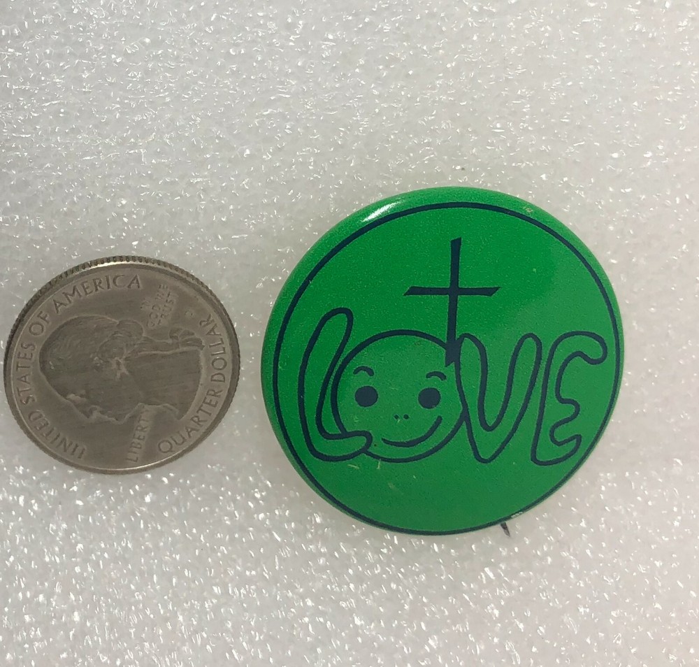 Love Cross Smiley Face Pin