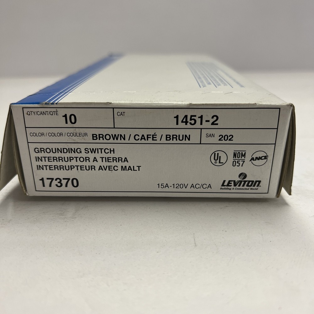 Leviton 1451-2 Grounding Switch Qty In Box-10 Brown