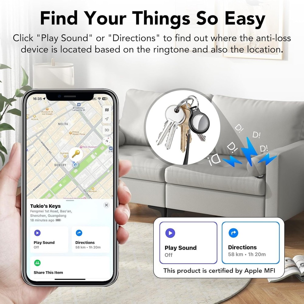 Tracker Tags - 1 Pack, Bluetooth Tracker for iPhone ipad Find My(iOS Only), Key