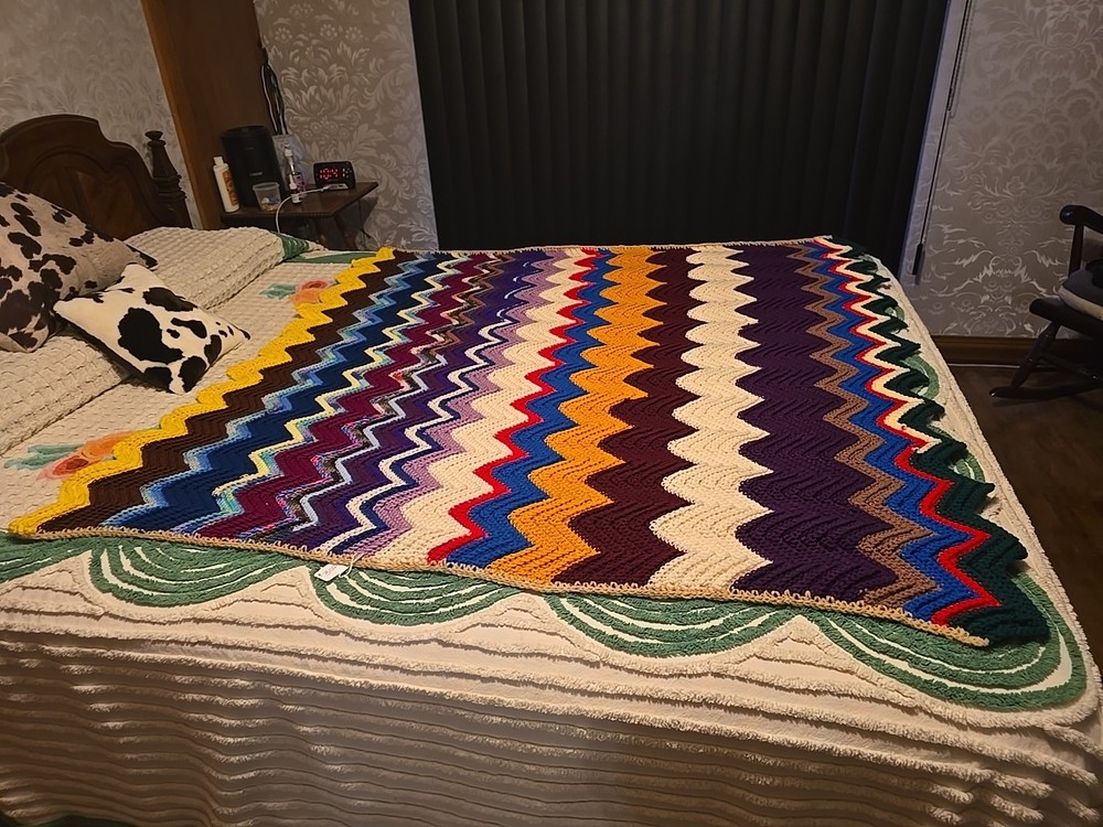 New Handmade Crocheted Multicolored Afghan