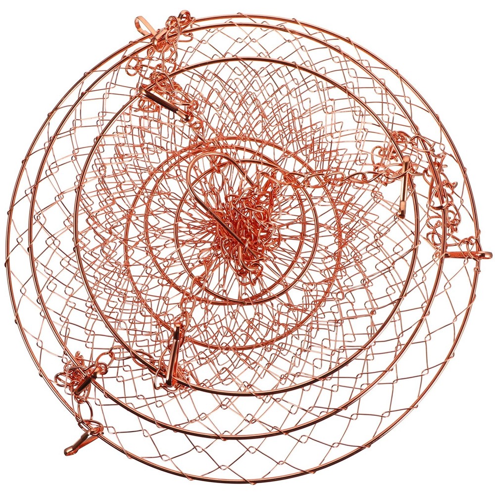 3-Tier Copper Hanging Fruit Basket Foldable Wire Storage Organizer for Kitche...