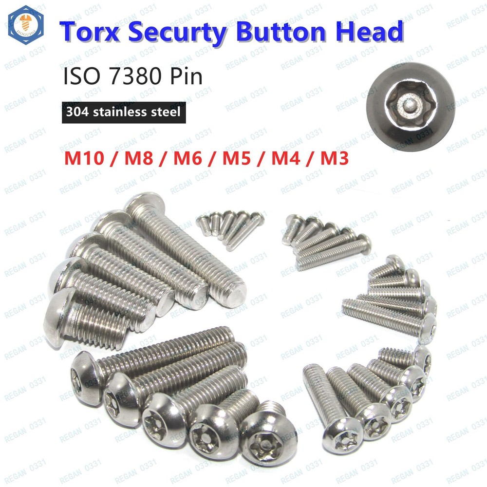 304 Stainless Pin Tamper Torx Security Button Head Screw Bolt M3/M4/M5/M6/M8
