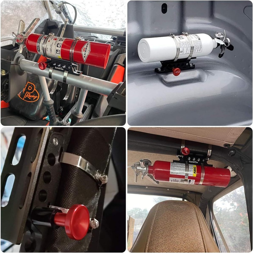 Fire Extinguisher Mount Holder Quick Release Roll Bar with 4 Fixing Clips New US