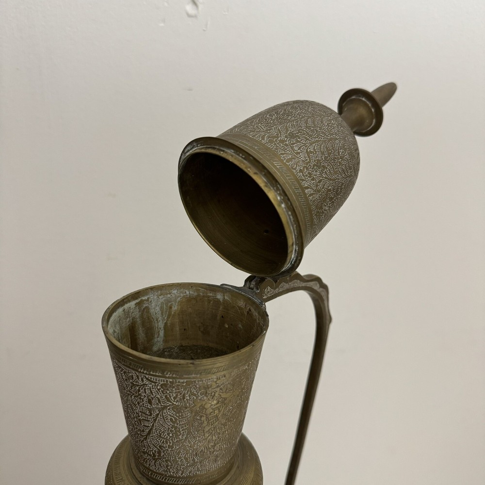 Antique Huge Solid Brass Ewer Pitcher 24”