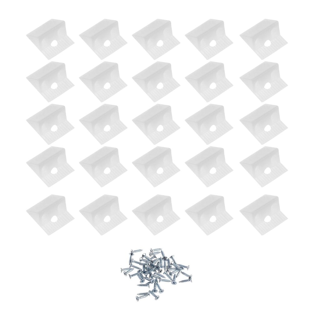 100 PCS 13mm White Small Back Plate Buckle Plastic Corner Code With Screws Kit