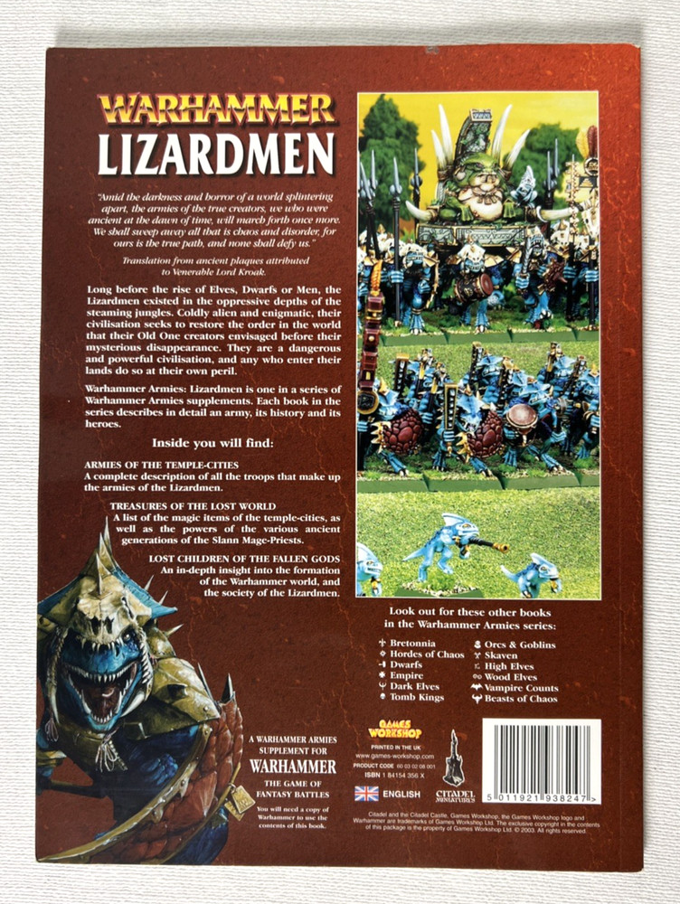 GAMES WORKSHOP: WARHAMMER LIZARDMEN, Rulebook Supplement Codex, 2003