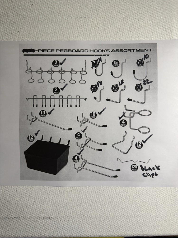 270-Piece Pegboard Hook Set, Pegboard Organizer Accessories-Open Box