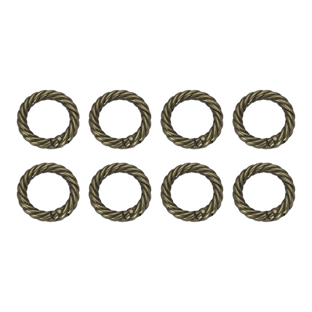 8pcs Spring O Rings 3/4" Round Trigger Metal Snap Hook Key Ring Bronze