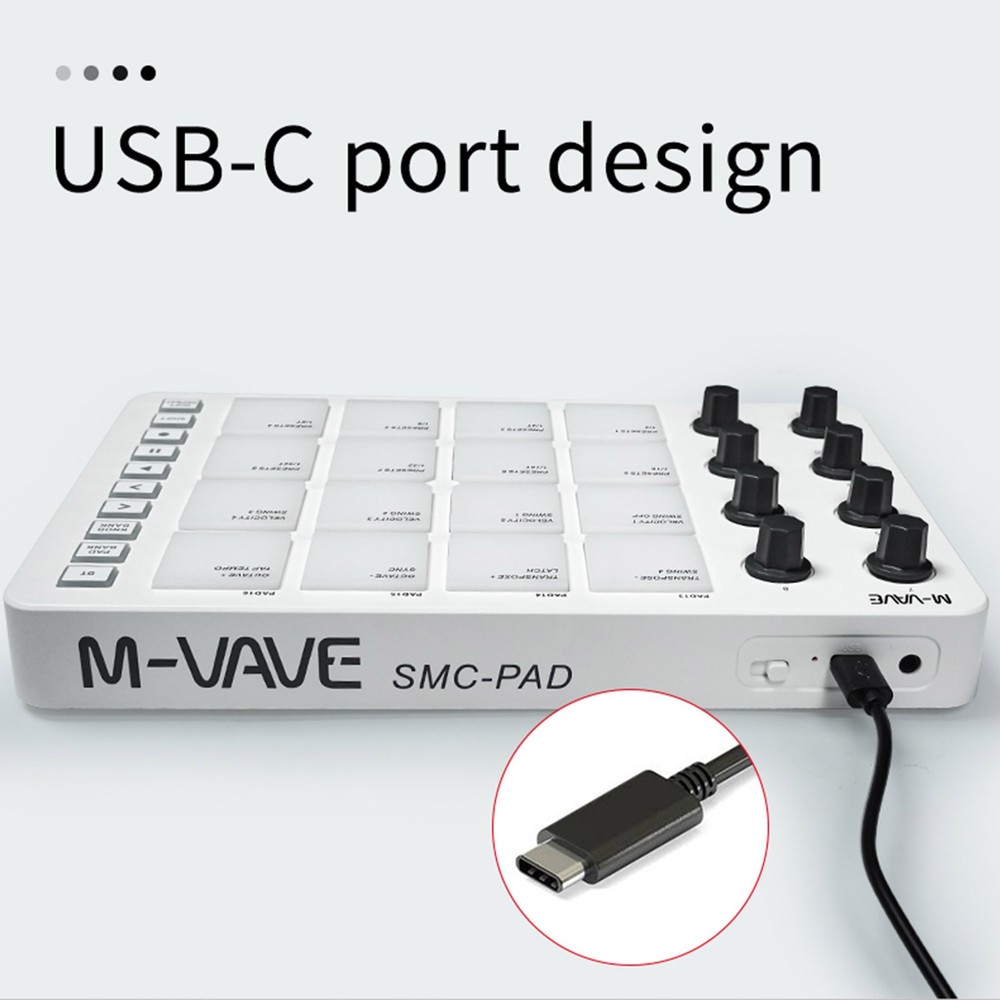M-VAVE SMC-PAD Wireless MIDI Drum Pad Controller 8 Knobs for Beginner