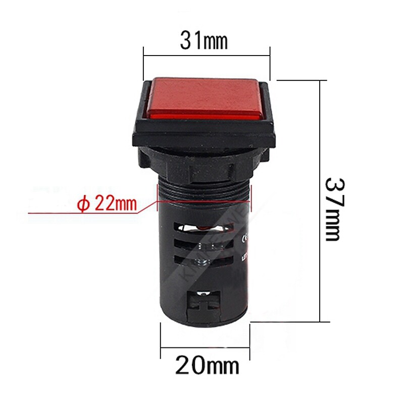 16/22mm Square LED Pilot Panel Indicator Signal Warning Light Lamp AC/DC New