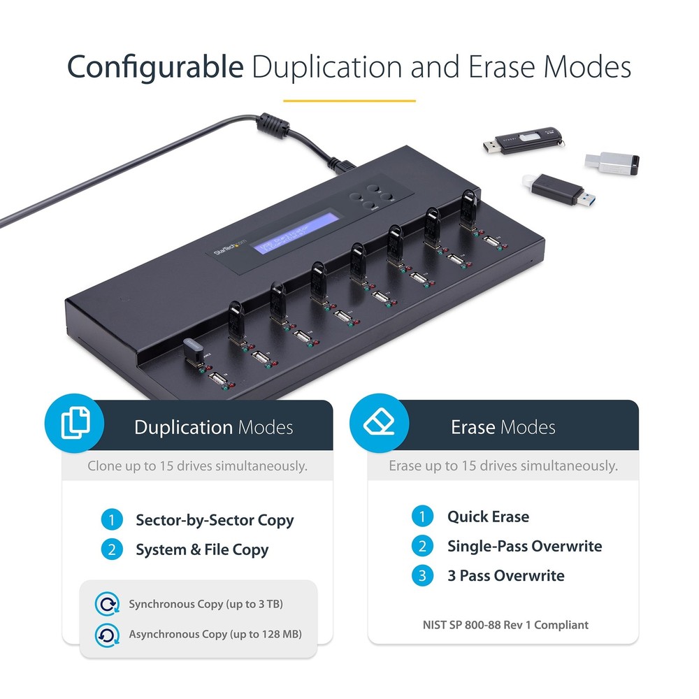StarTech 1:15 Standalone USB Duplicator and Eraser - for USB Flash Drives