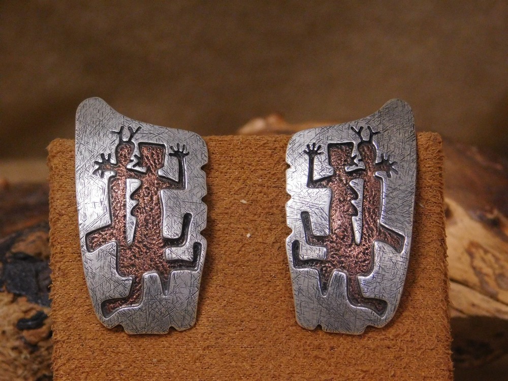 Vintage Copper Sterling Silver Overlay Post Earrings
